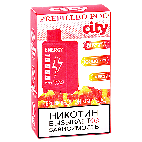 Картридж City Energy 10.000 - Персик - Ледяной мармелад (1 шт.)