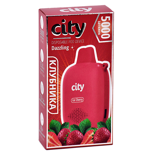 POD система City - Dazzling 5000 затяжек - Клубника - 1,8% - (1 шт.)