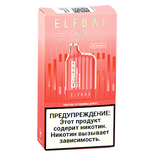 POD система Elf Bar - CR 5000 - Персик - Клубника - Арбуз - 2% - (1 шт.)