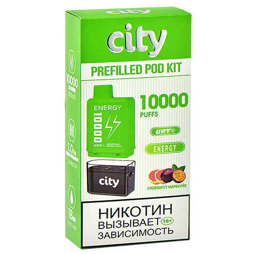 Многоразовая POD-система City - Energy 10.000 затяжек - Грейпфрут - Маракуйя - 1,8% - (1 шт.)