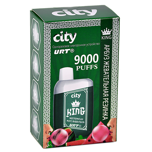 POD система City - King 9000 затяжек - Арбуз - Жевательная резинка - 1,8% - (1 шт.)