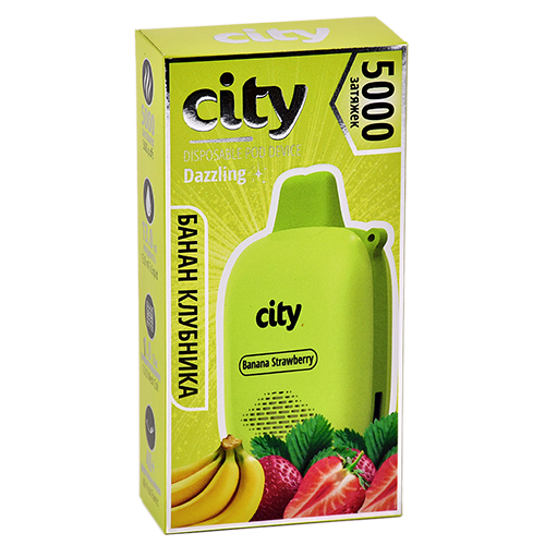 POD система City - Dazzling 5000 затяжек - Банан - Клубника - 1,8% - (1 шт.)