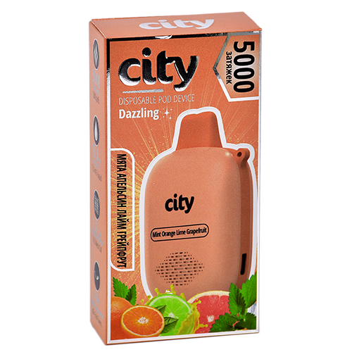 POD система City - Dazzling 5000 затяжек - Мята - Апельсин - Лайм - Грейпфрут - 1,8% - (1 шт.)