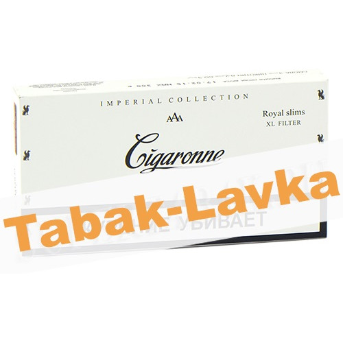 Сигареты Cigaronne White Royal Slims XL Filter (МРЦ 600) портсигар