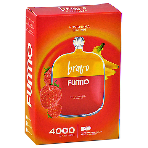 POD система Fummo - Bravo 4000 затяжек - Клубника - Банан - 2% - (1 шт.)