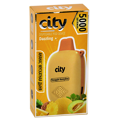 POD система City - Dazzling 5000 затяжек - Ананас - Мускатная дыня - 1,8% - (1 шт.)