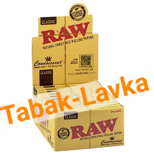 Бумага самокруточная RAW - KING SIZE - Connoisseur Classic + 24 готовых TIPS (32 шт)-2