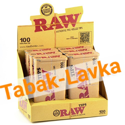 Бумажные фильтры RAW (Готовые) 6 мм - PRE-Rolled TIPS (100 шт в мет.банке)-1