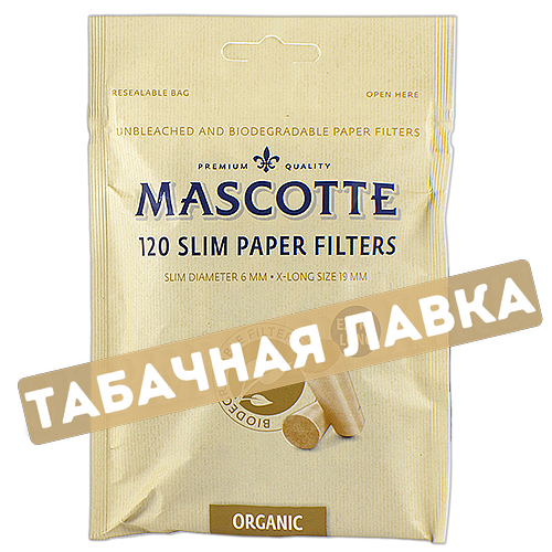 Фильтры для самокруток 6мм Mascotte Slim Extra Long - Brown (Organic) - 120 шт (в пакете)